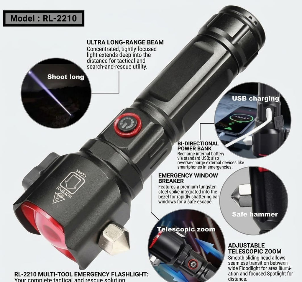 5 in 1 Multifunctional Torch 1KM Range