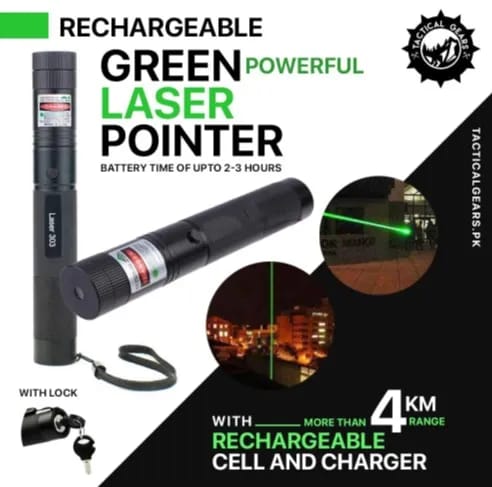 Rechargeable Powerful Green Laser Pointer - with more then 4 KM Range