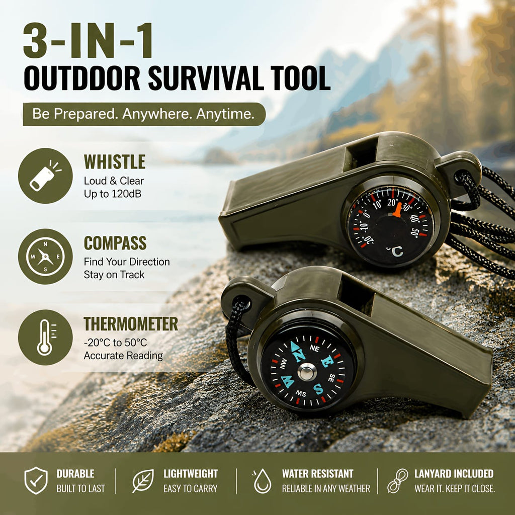 3 in 1 Survival Whistle (Pack of 3